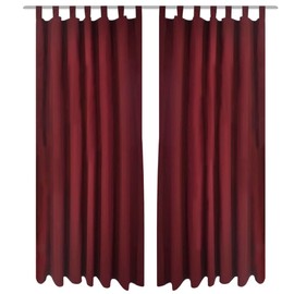 vidaXL 2 pcs Bordeaux Micro-Satin Curtains with Loops - Elegant Hand-Washable Polyester Window Treatments for Living Room, Bedroom, and Office - 140x245 cm - Includes Tiebacks