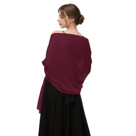 Baoqiya Women's Shawls and Wraps for Evening Dress Chiffon Shawl Soft Elegant Silky Pashmina Wedding Bridal Scarf(Burgundy, 79"×19")