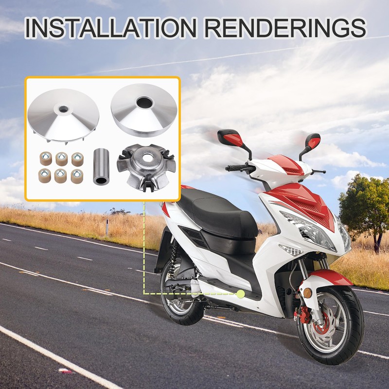 GOOFIT Motorcycle Complete Variator Roller Assembly Replacement For GY6 125cc