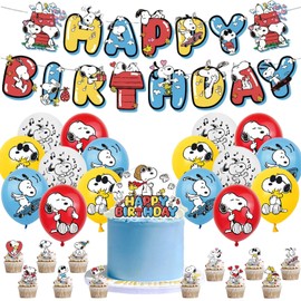 Ziifun Birthday Decoration, Snoopy Balloons, Happy Birthday Balloons, Happy Birthday Garland, Character Balloons, Decoration, Children's Birthday Decoration, Party Supplies