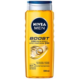 NIVEA MEN Boost Shower Gel | 3-in-1 Body Wash (Body, Face & Hair), 500mL