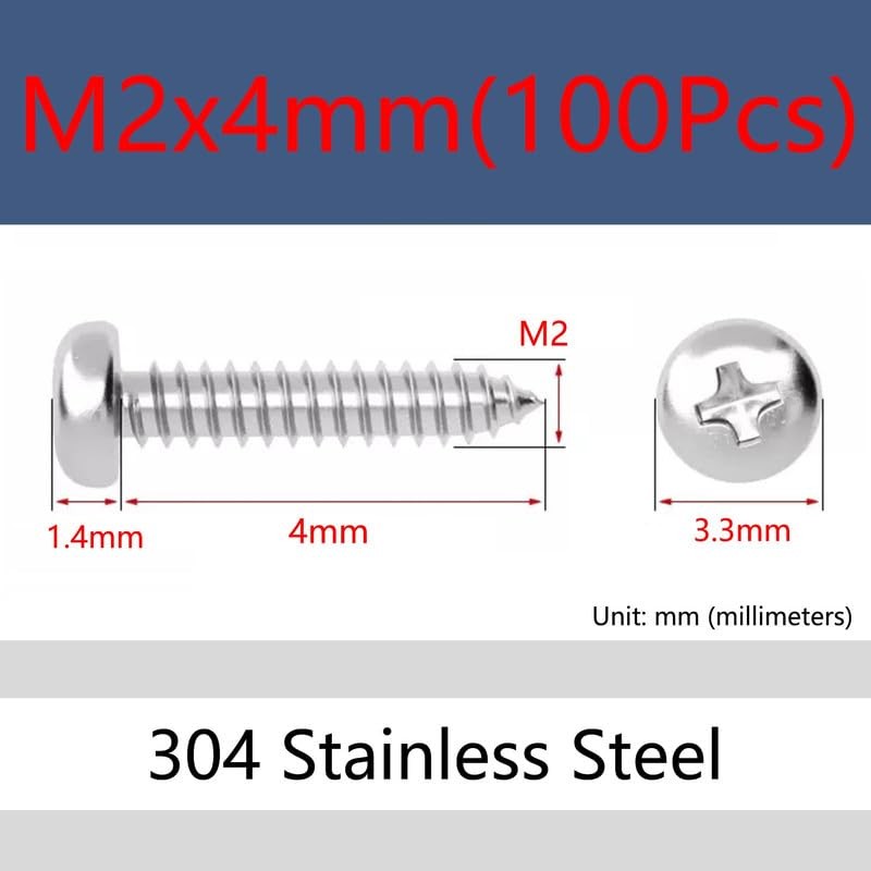 MOOPW Round Head Wood Screws - Stainless Steel 304 Self-Tapping