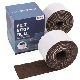 Pllieay Paquete de 2 rollos de tiras de fieltro con respaldo adhesivo, almohadillas de fieltro para muebles de uso pesado para pisos de madera dura y mecedora para proteger la superficie de arañazos y