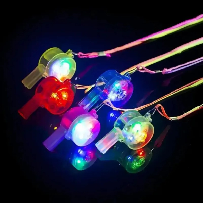 Silbato Luminoso Led Con Cordón Para Fiestas X10 Piezas