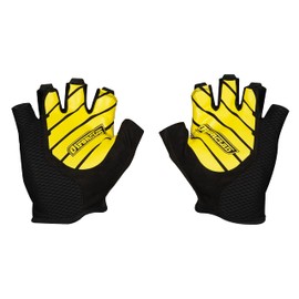 Ironclad Gaming Gloves, Half Finger Coverage, Precision Fit, Performance Silicone Grip, Moisture Wicking Construction, Yellow and Black, Large, 1 Pair