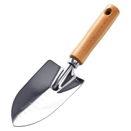 Aluminum Alloy Garden Trowel Tool: Small 28cm Gardening Trowel with Wood Handle for Planting Digging Transplanting – Heavy Duty Hand Garden Tools with Measurement Scale – Ergonomic Grip Graden Tool