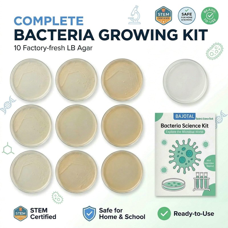 Bacteria Growing Kit with Pre-Poured Agar Plates | LB Agar