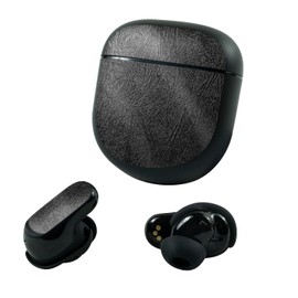 MightySkins Glossy Glitter Skin Compatible with Bose QuietComfort Earbuds II (2022) - Black Leather | Protective, Durable High-Gloss Glitter Finish | Easy to Apply and Change Styles | Made in The USA
