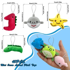 XIPEGPA 40 PCS Mini Ocean Animal Plush Toys Set Cute Small Sea Creatures Stuffed Toy Keychain for Party Favors Keychain Ornament for Goody Bag Easter Egg Stuffers Carnival Birthday Party