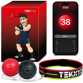 TEKXYZ® Reflex Ball with Counter App & Online Community, 2 Difficulty Levels Boxing Ball with Headband, Perfect for Reaction, Agility, Punching Speed, Fight Skill & Hand Eye Coordination Training