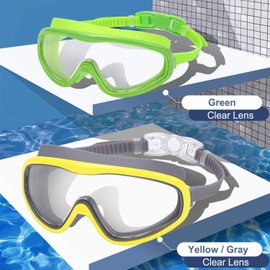 Braylin Adult Swim Goggles, 2-Pack Wide Vision Swim Goggles for Men Women Youth Teen, Anti-Fog No Leaking