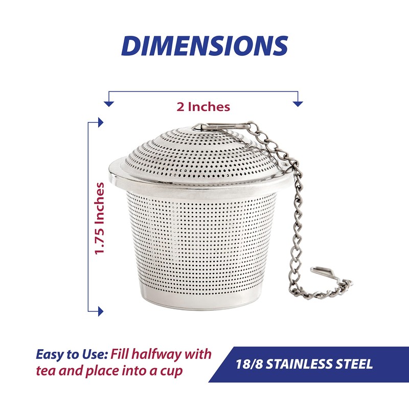 HIC Kitchen Large Barrel Tea Infuser, 18/8 Stainless Steel, 2-Inch