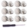 ICEYLI 12 Sets Silver Jeans Buttons Replacement 17mm No Sewing