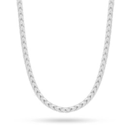 Sterling Silver Gold Plated Mens Solid Franco Square Box Link - 3MM, 3.7MM (3mm Rhodium, 26)