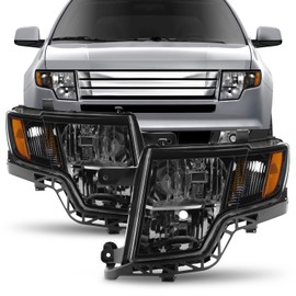 AKKON - Fit 2007 2008 2009 2010 Ford Edge 07-10 Halogen Type OE Style Headlight Driver - Passenger Black Housing Assembly Headlamp