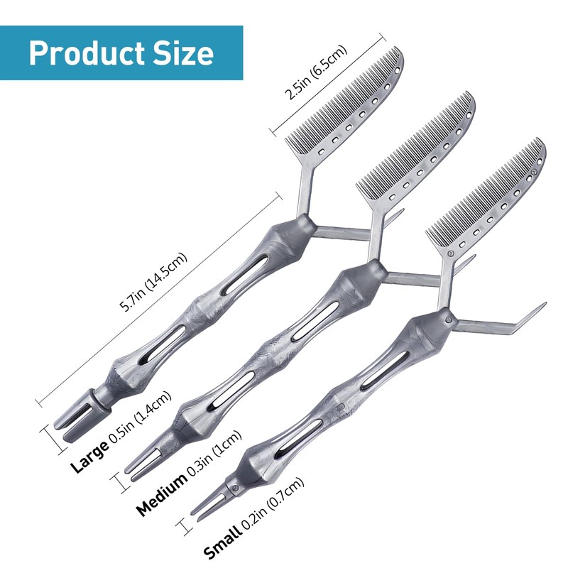 3-Pack Multifunctional Hair Styling Combs for Perm, Dyeing, and Positioning,