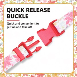 PUPTECK Cute Floral Dog Collar, Soft Cloth Fabric Dog Collars for Small Medium Large Dogs, Adjustable Puppy Collar with Pendant for Male Female Boys Girls Accessories