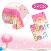 KSIWRE 2PCS Donut Table Cloth,Donut Theme Table Cover,Disposable Plastic Picnic