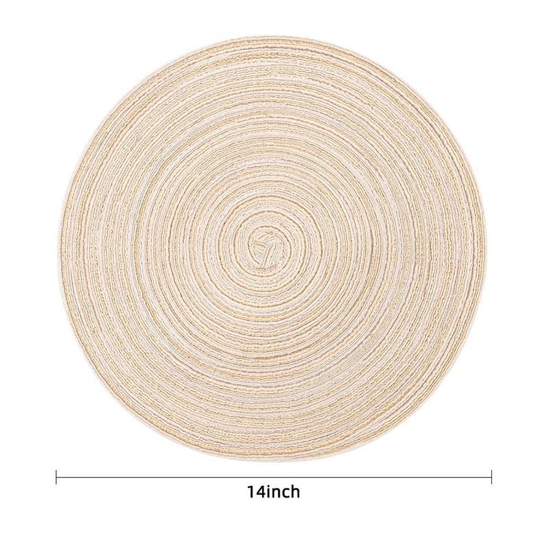 Ryncoco Round Placemats Cotton Heat Resistant Braided Placemats Washable 14