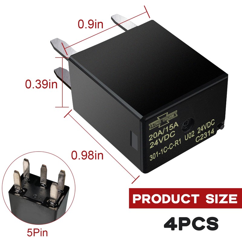 Automotive Purpose Relays 301-1C-C-R1-U02-24VDC 5 PIN (2 Pack)