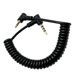 Seadream Coiled 2.5mm to 3.5mm Audio Cable,Double Angled 90 Degree 1/8" 3.5mm TRRS Jack Male to 2.5mm TRRS Jack Male Stereo Audio Mic Aux Retractable Spring Cord Cable,4 Pole,Gold Plated