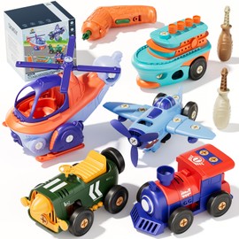 Take-Apart Electric Assembly Toy Cars, 5 Pcs Kids Tool Set with Motor & Electric Drill, STEM Educational Construction Toys for Kids, Ideal Boys