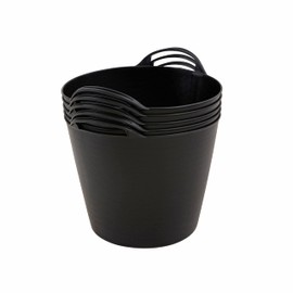 BiGDUG Plastic Flexi Tubs (26 Litre) - Pack of 5 - Black - Heavy Duty Trugs Flexible Storage Bucket - Multi Purpose Round Container