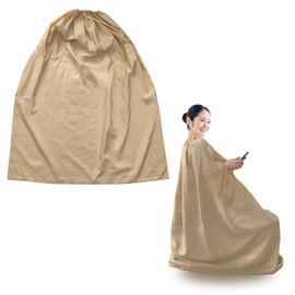 [mangoking] Steamed Mugwort Cloak for Home, Commercial Use, Spring/Summer/Autumn, Comfortable, High Quality Cotton Fabric, Lightweight, Quick Drying, With Holes in Sleeves (Kaki, 57.1 inches (145 cm)