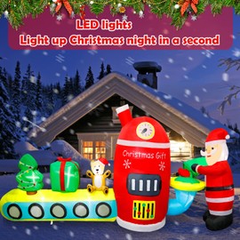 Hazms 10FT Large Christmas Inflatables Outdoor Decorations Train Blow Up Christmas Inflatables Tree Bear Built-in LED Lights for Holiday Lawn Garden Decor