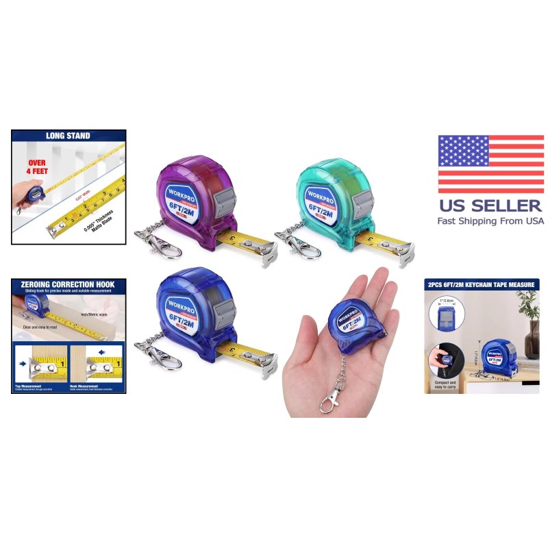 Lightweight 6FT Retractable Keychain Tape Measure Set - Easy Reading