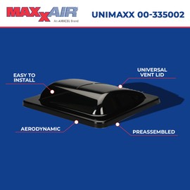 MAXXAIR Unimaxx Universal Replacement Vent Lid Kit, Preassembled Easy Install, Replaces Damaged Vent Lids, Black (00-335002)