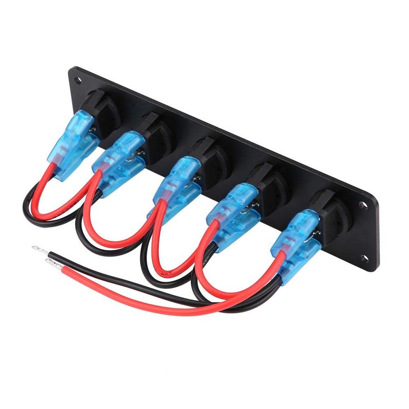 5 Gang Rocker Switch Panel, 12V-24V Boat LED Switch Panel,