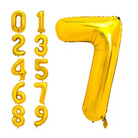 PIGETALE 40 Inch Gold Large Numbers Balloons 0-9, Giant Jumbo Number 7 Digit 7 Helium Balloons, Foil Mylar Big Number Balloons for Women Men 17 27 70 Birthday Party Anniversary Supplies Decorations