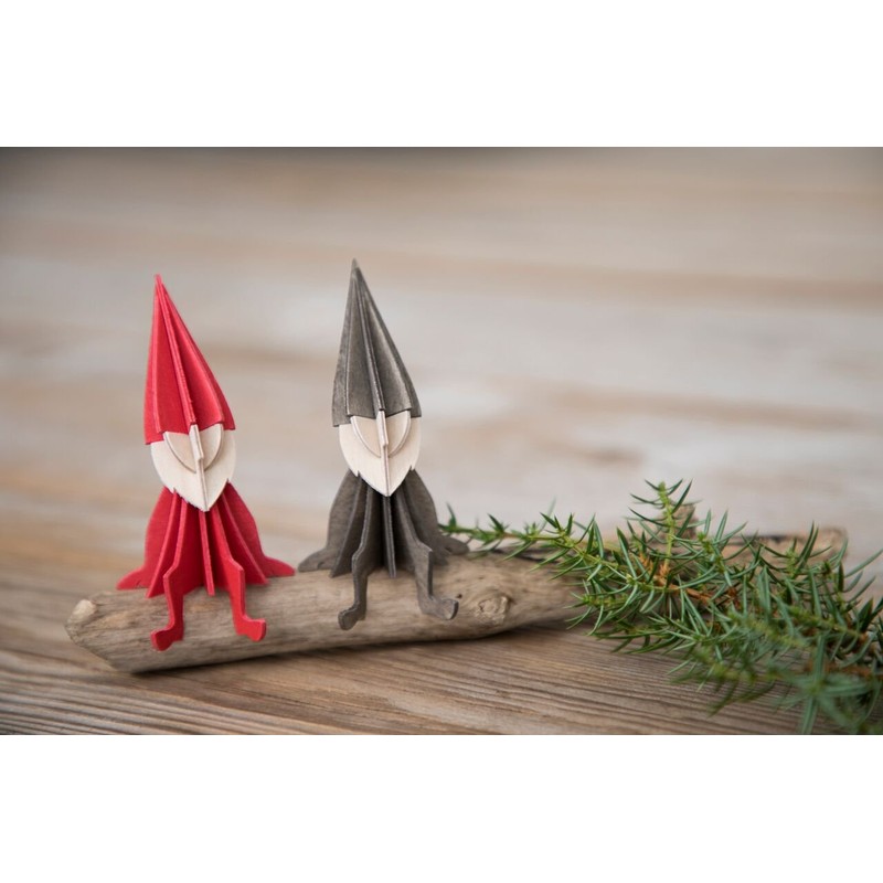 LOVI Medium Wooden Elf Postcard - Grey - 12 cm