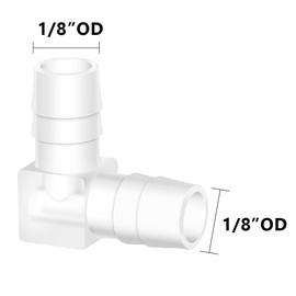 Quickun 1/8" Hose Barb 90 Degree Elbow L Fitting, Plastic 2 Way Equal Barbed Joint Splicer Mender Union Adapter Hose Fitting (Pack of 7)