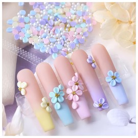 BBATT-HAPPY Nail Charms for Acrylic Nails, Colorful Flowers, Petals, Jewels for Supplies Craft DIY