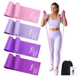 Fokky Fitnessbänder 4er-Set, Resistance Bands 2M Fitnessband, Gymnastikband mit 4 Stufen, Widerstandsbänder Fitnessbänder Gummiband für Muskelaufbau, Yoga, Pilates für Männer und Frauen