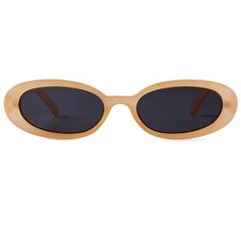 piscm Oval Sunglasses for Women, Light Brown, One Size