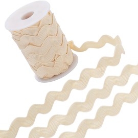 GORGECRAFT 12.5 Yards Beige Polyester Rick Rack Trim 1/2 Inch Wavy Ribbon Trim for DIY Crafts