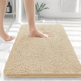 CoWalkers Alfombra Antideslizante Tapete para Baño, Tapete para Piso Lavable a Máquina Alfombra de Chenilla de Piezas,Ducha, Dormitorio, Pasillo,Fácil de Limpiar,Superabsorbente (Beige, 40x60cm)