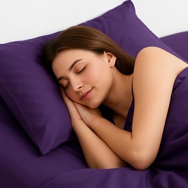 Lyra Linens Pair of Housewife Pillowcases 50x75cm – Plain Dyed Easy Care Percale Cotton-Polyester Blend, Soft & Durable Pillow Covers with Envelope Closure – Machine Washable (Aubergine Purple)