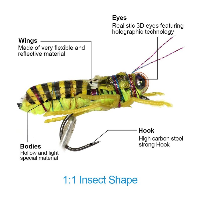 YZD Realistic Trout Hand Tie Fly Fishing Flies Collection Dry