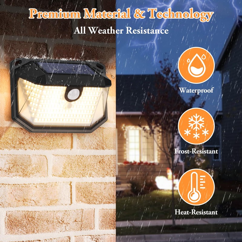 2-Pack Solar Outdoor Lights, Super Bright Solar Powered Motion Sensor