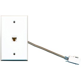 RiteAV - Single Gang Cat6 Rj45 Ethernet Wall Plate White with Extension Pigtail