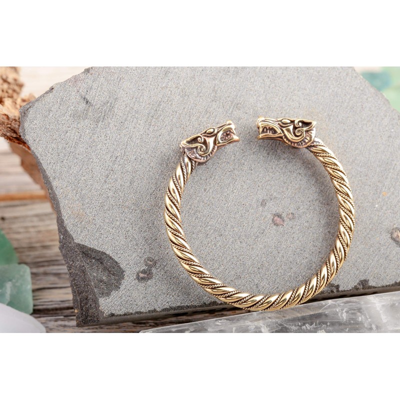 Windalf Viking Women's Bronze Bangle Dracon 5.7 cm Corded Dragon