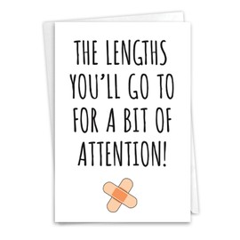 NobleWorks - 1 Funny Get Well Card with Envelope - Sarcastic Feel Better Greeting, Unwell Joke Notecard for Friends - Lengths You'll Go C9297GWG