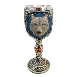 Ebros Gift Alpha Gray Wolf Celtic Magic 7oz Wine Chalice Goblet Cup Timberwolf Wolves Direwolf Pack Kitchen Party Hosting Decorative For Drinking Beverage