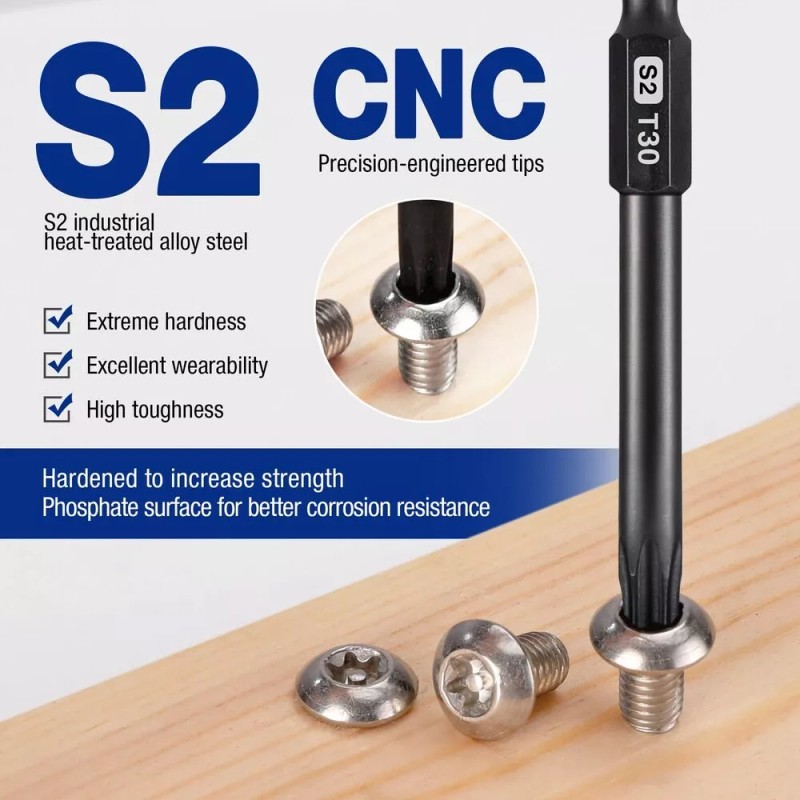 WORKPRO 10PCS Security Torx Bit Set 2.3" Long Torx Screwdriver