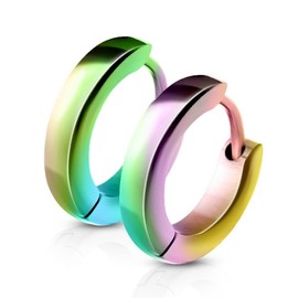 Slim Hoop Earrings by Bungsa®, Silver, Gold, Rose Gold, Unisex, Stainless Steel