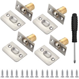 WeqeYent 4 Pack Ball Door Catches, Adjustable Roller Ball Door Catches Spring Loaded Latch Lock Stainless Steel+Brass with Screws and Screwdriver for Internal Doors